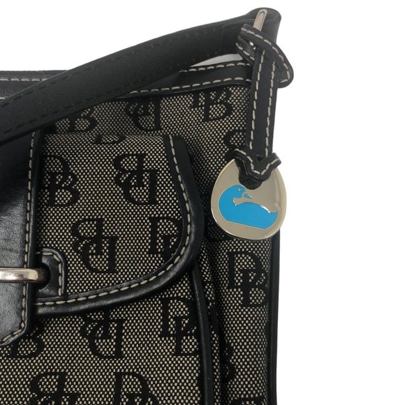 DOONEY & BOURKE Black Grey Canvas Logo Signature Crossbody Handbag - Picture 3 of 7